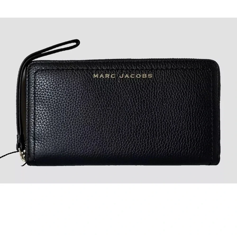 New Marc Jacobs The Groove Zip Around Continental Wallet Leather Black